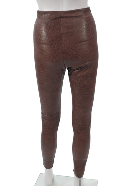 Commando Womens Brown Animal Print Ankle Leggings 65% Polyurethane Size M