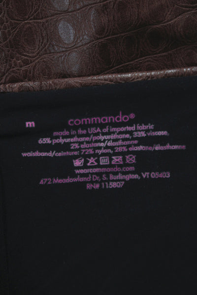 Commando Womens Brown Animal Print Ankle Leggings 65% Polyurethane Size M