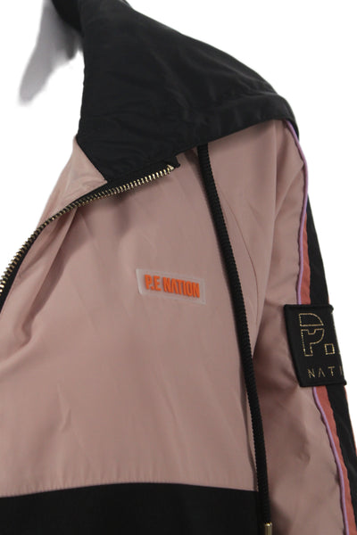 PE Nation Womens Windbreaker Pink Colorblock Long Sleeve Zip Size M