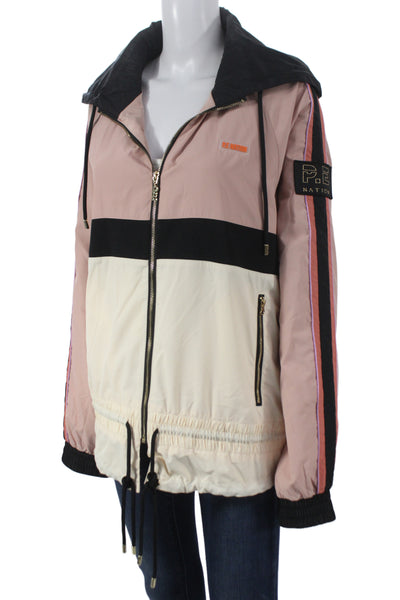 PE Nation Womens Windbreaker Pink Colorblock Long Sleeve Zip Size M