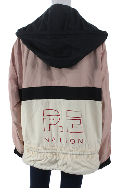 PE Nation Womens Windbreaker Pink Colorblock Long Sleeve Zip Size M