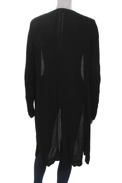 525 America Womens Cardigan Black Cotton Open Front Long Sleeve Size M