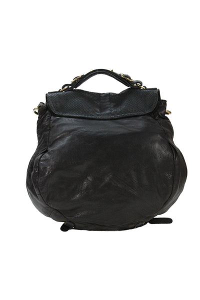 CC Skye Womens Leather Snakeskin Print Flap Crossbody Shoulder Handbag Black