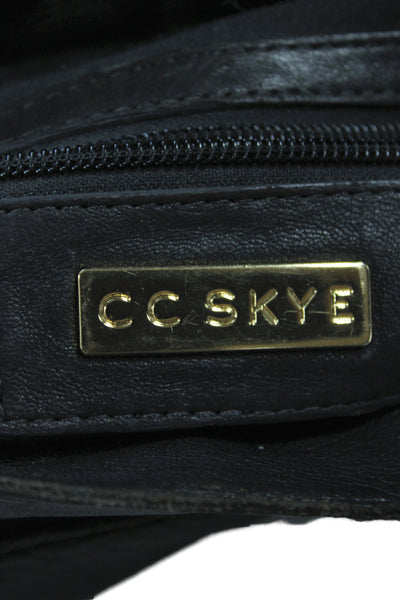 CC Skye Womens Leather Snakeskin Print Flap Crossbody Shoulder Handbag Black