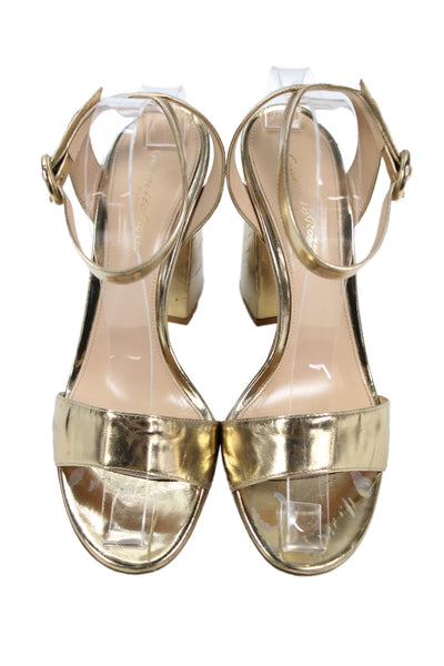 Gianvito Rossi Womens Leather Ankle Strap Sandal Heels Gold Size 40 10