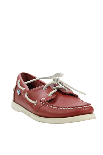Sebago Womens Leather Lace Up Boat Shoes Brown Size 8.5 Medium