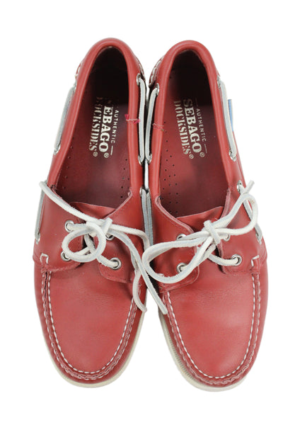 Sebago Womens Leather Lace Up Boat Shoes Brown Size 8.5 Medium