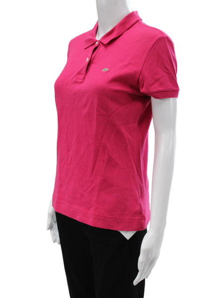 Lacoste Womens Pink Collared Short Sleeve Polo Basic Cotton Size 44