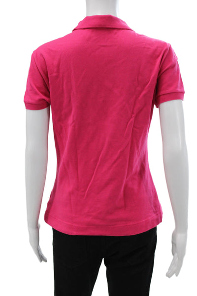 Lacoste Womens Pink Collared Short Sleeve Polo Basic Cotton Size 44