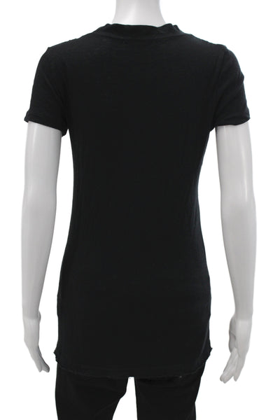 J Crew Women Basic Black V-Neck Cotton Short Sleeve T-Shirt Size S