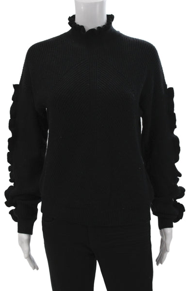 Chelsea & Theodore Women Black Pullover Sweater Mock Neck Long Sleeve Size L