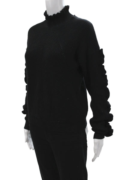 Chelsea & Theodore Women Black Pullover Sweater Mock Neck Long Sleeve Size L