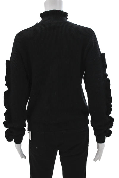 Chelsea & Theodore Women Black Pullover Sweater Mock Neck Long Sleeve Size L