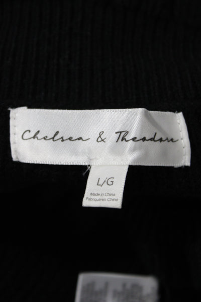 Chelsea & Theodore Women Black Pullover Sweater Mock Neck Long Sleeve Size L