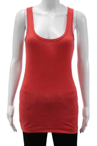 Banana Republic Women Red Cotton Scoop Neck Basic Tank Sleeveless Size M