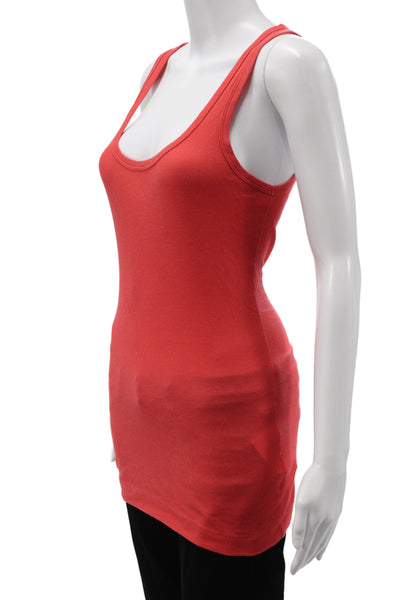 Banana Republic Women Red Cotton Scoop Neck Basic Tank Sleeveless Size M