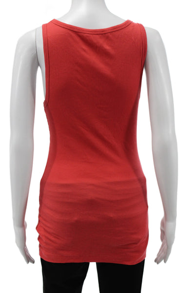 Banana Republic Women Red Cotton Scoop Neck Basic Tank Sleeveless Size M