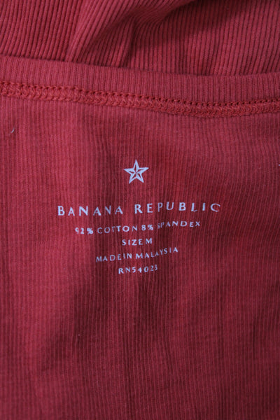 Banana Republic Women Red Cotton Scoop Neck Basic Tank Sleeveless Size M