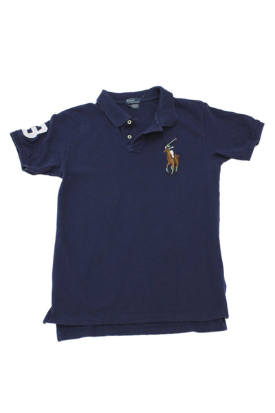 Polo Ralph Lauren Childrens Girls Short Sleeves Rugby Shirt Navy Blue Size 16-18
