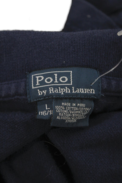Polo Ralph Lauren Childrens Girls Short Sleeves Rugby Shirt Navy Blue Size 16-18