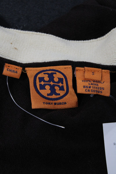 Tory Burch Womens Brown 100% Wool V-Neck Classic Long Sleeve Cardigan Size S