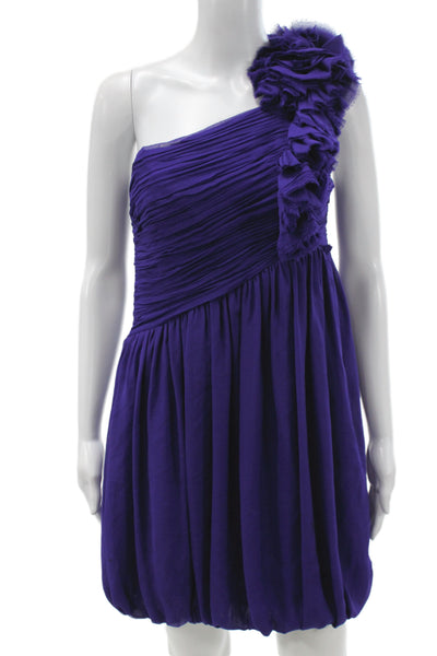 Robert Rodriguez Black Label Women One Shoulder Silk Mini Dress Purple Size 2