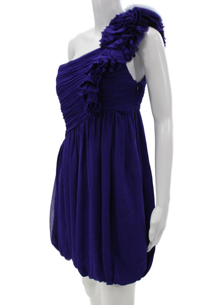 Robert Rodriguez Black Label Women One Shoulder Silk Mini Dress Purple Size 2