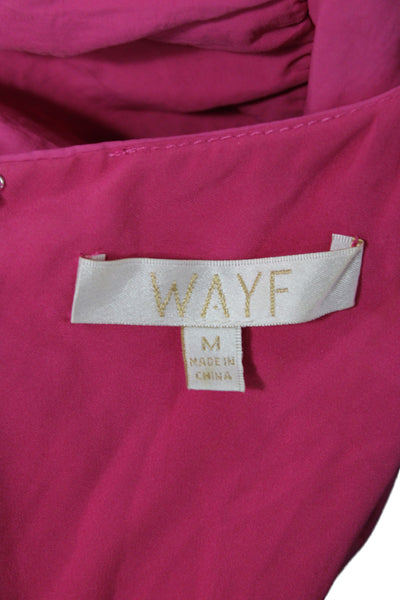 Wayf Womens Mini Dress Pink Short Sleeve Round Neck Zip Party Size M