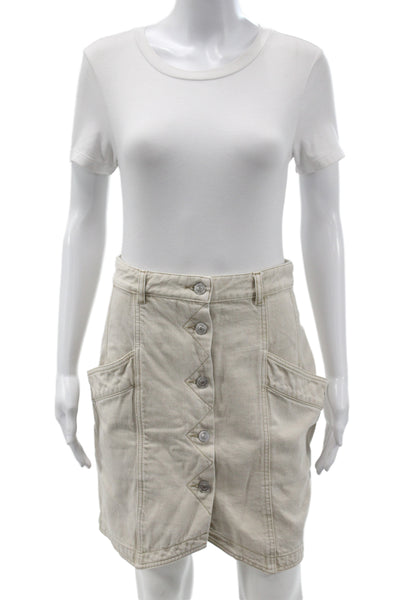 Marant Etoile Women Mini Cotton Button Beige Skirt Size 38