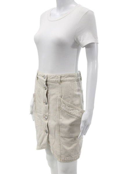 Marant Etoile Women Mini Cotton Button Beige Skirt Size 38