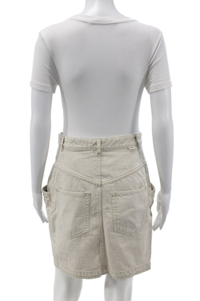 Marant Etoile Women Mini Cotton Button Beige Skirt Size 38