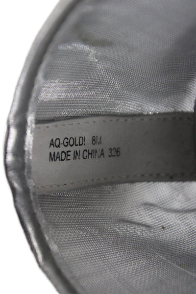 Aqua Womens Metallic Mesh Mary Jane Flats Silver Size 8M