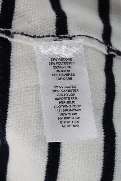 Splendid Womens Striped Collared Cardigan Long Sleeve White Size XS