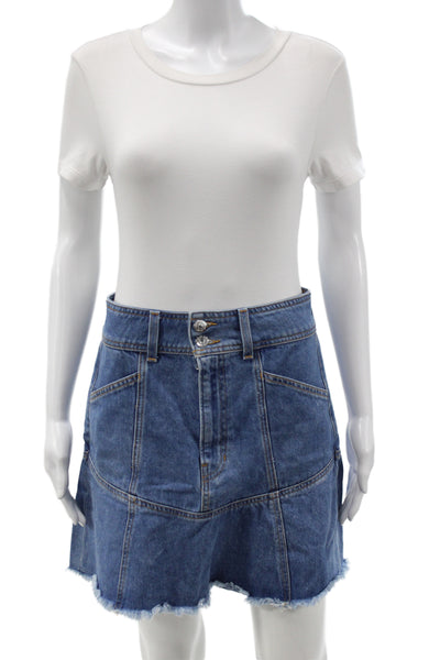 Veronica Beard Women Mini Skirt Blue Cotton Button Short Size 6