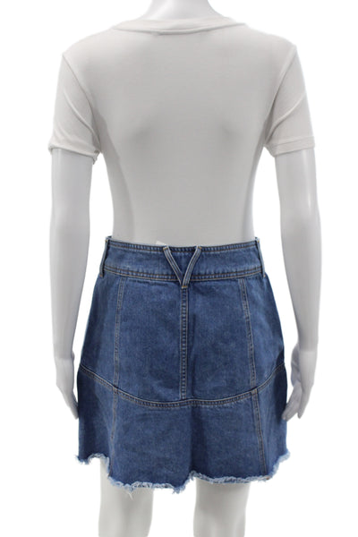 Veronica Beard Women Mini Skirt Blue Cotton Button Short Size 6