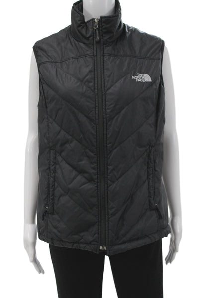 The North Face Womens Quilted Nylon Vest Black Zip Size L