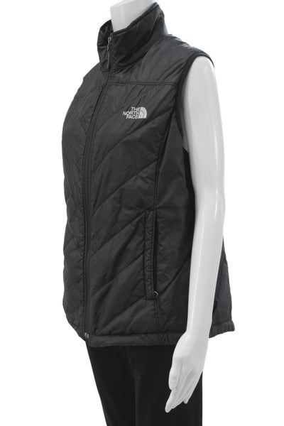 The North Face Womens Quilted Nylon Vest Black Zip Size L