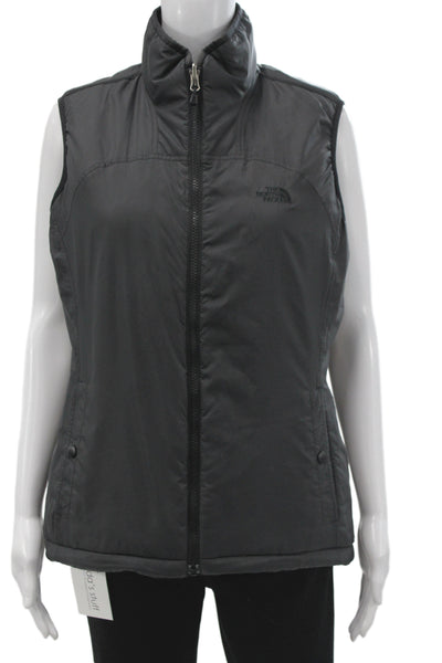 The North Face Women Puffer Vest Black Zip Sleeveless Synthetic Size L