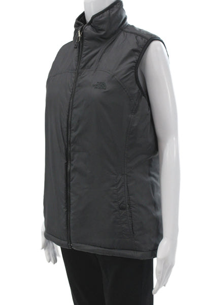 The North Face Women Puffer Vest Black Zip Sleeveless Synthetic Size L