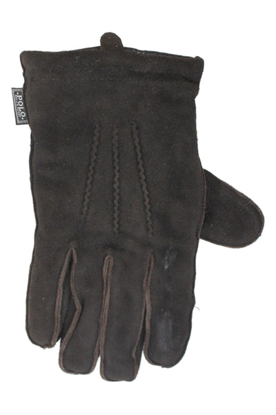 Polo Ralph Lauren Womens Leather Winter Gloves Brown Size L