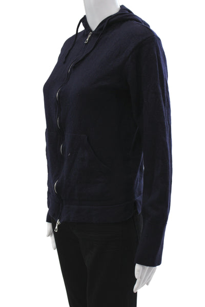 OFFICINE GENERALE Womens Merino Wool High Neck Full Zip Sweater Blue Size L