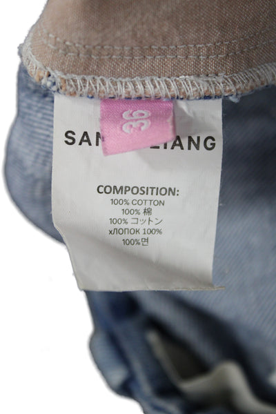 Sandy Liang Women Cut-Off Shorts Blue 100% Cotton Size 36