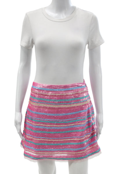 Love Shack Fancy Women Multicolor Striped Mini Skirt Size S