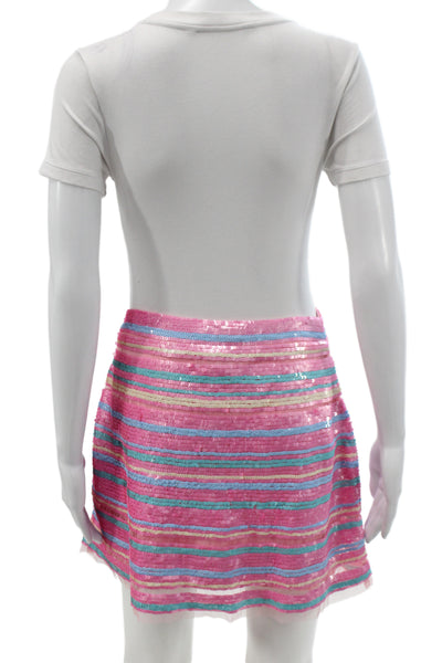 Love Shack Fancy Women Multicolor Striped Mini Skirt Size S