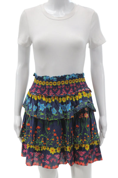 Cara Cara Womens Floral Multicolor Cotton Mini Skirt Spring Size S