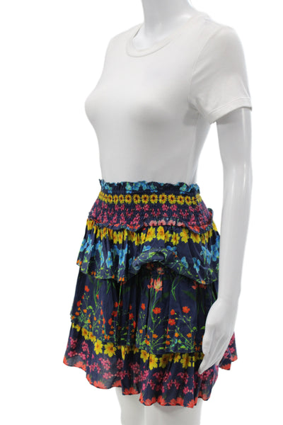 Cara Cara Womens Floral Multicolor Cotton Mini Skirt Spring Size S