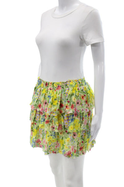 Love Shack Fancy Women Multicolor Floral Mini Skirt Size XS