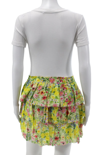 Love Shack Fancy Women Multicolor Floral Mini Skirt Size XS