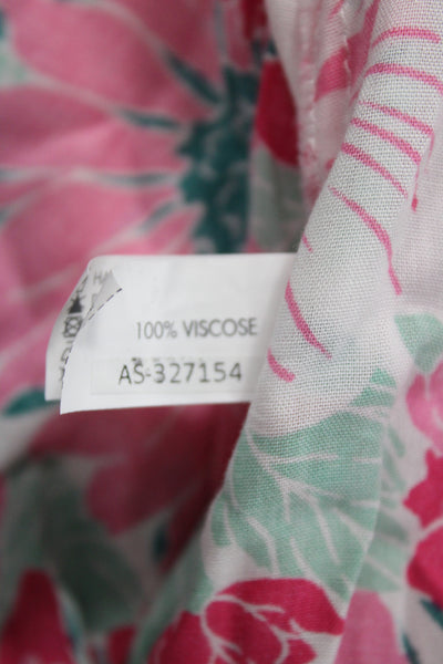 Poupette St. Barth Women Floral Wrap Skirt Pink Long Viscose Tie Size XS