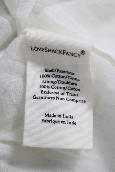 Love Shack Fancy Womens White Floral Cotton Mini Skirt Pull On Size M
